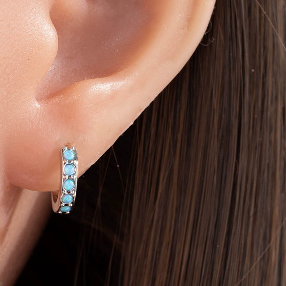 Wholesale Copper Inlaid Opal And Zircon Earrings For Girls With Sweet Style