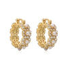Wholesale Copper Inlaid Pearl Ushaped Geometric Women's Earrings Light Luxury Style