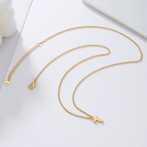 Wholesale Copper Inlaid With Zircon Geometric Cross Handmade Necklace For Women