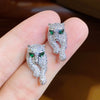 Wholesale Copper Inlaid Zircon Animal Hiphop Cheetah Leopard Head Lying Down Electroplated Earrings For Men