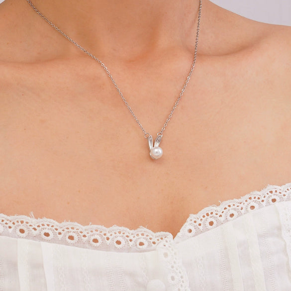 Wholesale Copper Inlaid Zircon Animal Rabbit Pendant Necklace Electroplated Light Luxury For Women