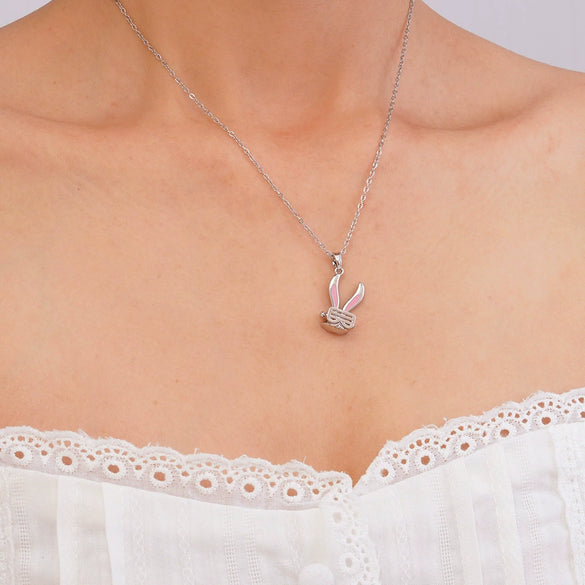 Wholesale Copper Inlaid Zircon Animal Rabbit Pendant Necklace Electroplated Light Luxury For Women