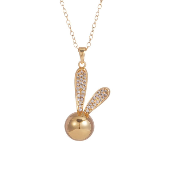 Wholesale Copper Inlaid Zircon Animal Rabbit Pendant Necklace Electroplated Light Luxury For Women