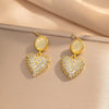 Wholesale Copper Inlaid Zircon Earrings For Women Minimalist Style Heart Shape Electroplating Treatment