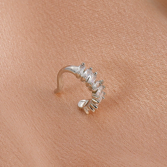 Wholesale Copper Inlaid Zircon Geometric C Shaped Ear Clips For Women Ins Style Without Pierced Ears
