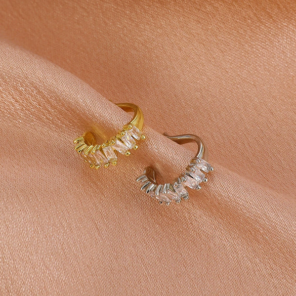 Wholesale Copper Inlaid Zircon Geometric C Shaped Ear Clips For Women Ins Style Without Pierced Ears