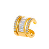 Wholesale Copper Inlaid Zircon Geometric C Shaped Women's Electroplated Ear Clip Without Ear Hole Retro Style
