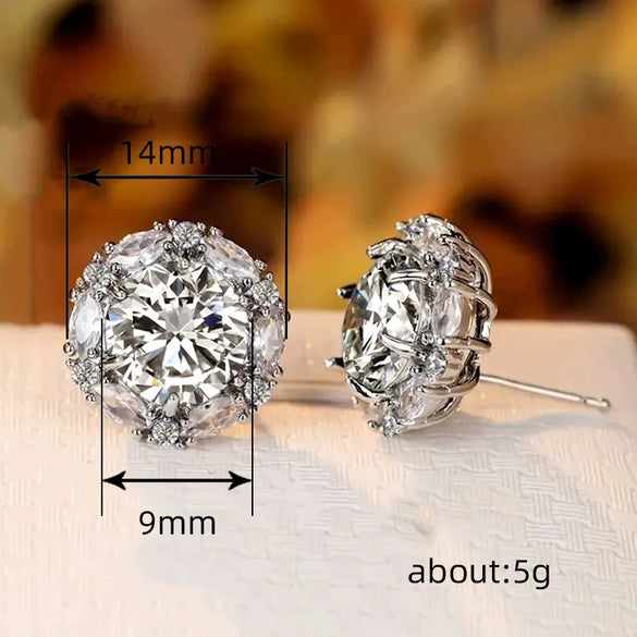 Wholesale Copper Inlaid Zircon Geometric Light Luxury Women's Round Earrings
