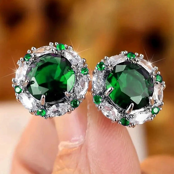 Wholesale Copper Inlaid Zircon Geometric Light Luxury Women's Round Earrings
