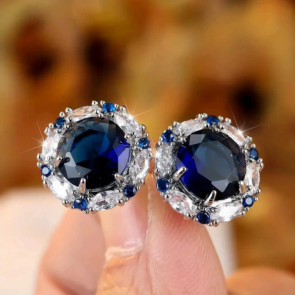 Wholesale Copper Inlaid Zircon Geometric Light Luxury Women's Round Earrings