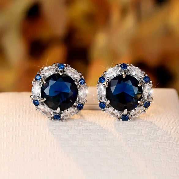 Wholesale Copper Inlaid Zircon Geometric Light Luxury Women's Round Earrings