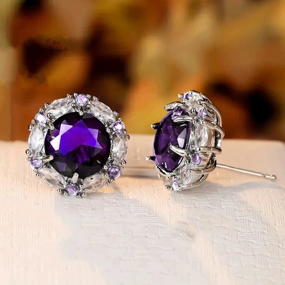 Wholesale Copper Inlaid Zircon Geometric Light Luxury Women's Round Earrings