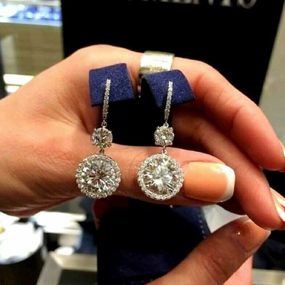 Wholesale Copper Inlaid Zircon Geometric Long Earrings For Women