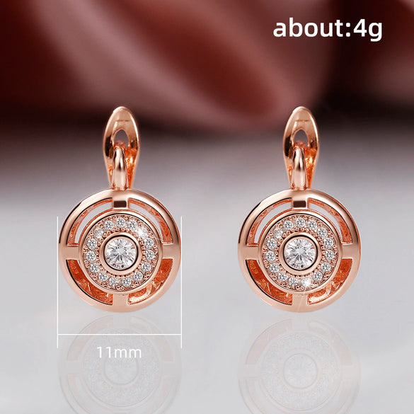 Wholesale Copper Inlaid Zircon Geometric Round Earrings For Women