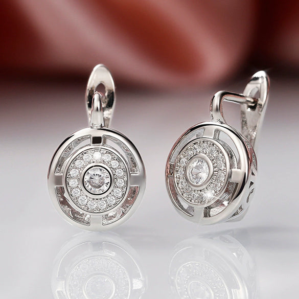 Wholesale Copper Inlaid Zircon Geometric Round Earrings For Women