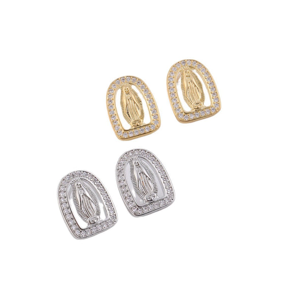 Wholesale Copper Inlaid Zircon Geometric Round Earrings