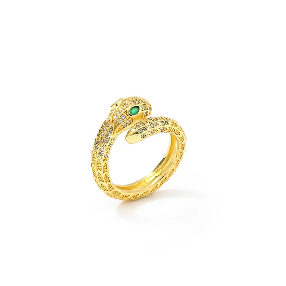 Wholesale Copper Inlaid Zircon Geometric Snake Ring