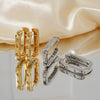 Wholesale Copper Inlaid Zircon Geometric Style Electroplated Unisex Earrings