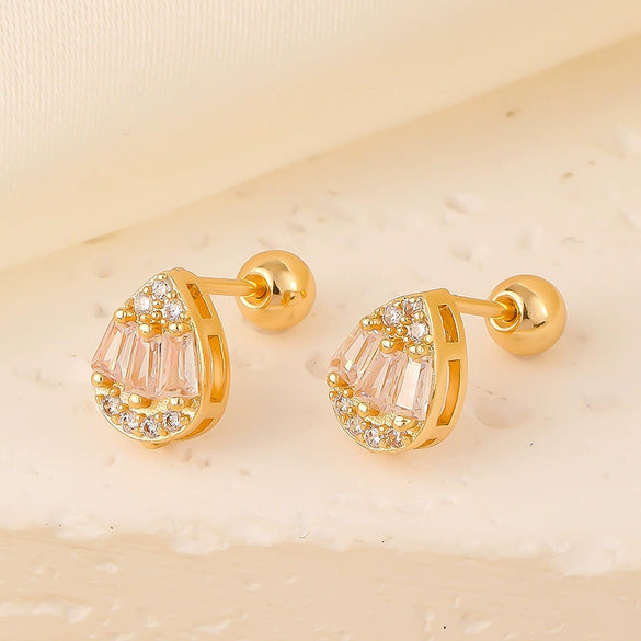 Wholesale Copper Inlaid Zircon Geometric Style Women's Earring