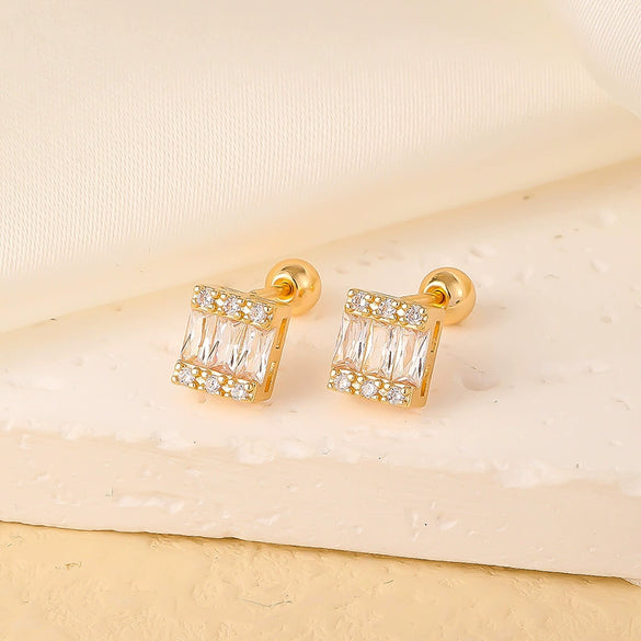 Wholesale Copper Inlaid Zircon Geometric Style Women's Earring