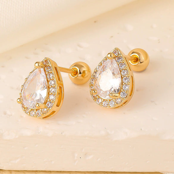 Wholesale Copper Inlaid Zircon Geometric Style Women's Earring