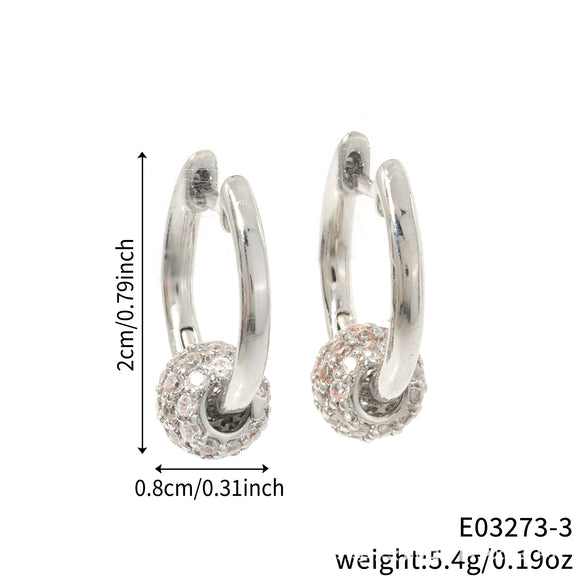 Wholesale Copper Inlaid Zircon Geometric Ushaped Electroplated Retro Women's Stud Earrings Jewelry