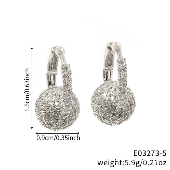 Wholesale Copper Inlaid Zircon Geometric Ushaped Electroplated Retro Women's Stud Earrings Jewelry