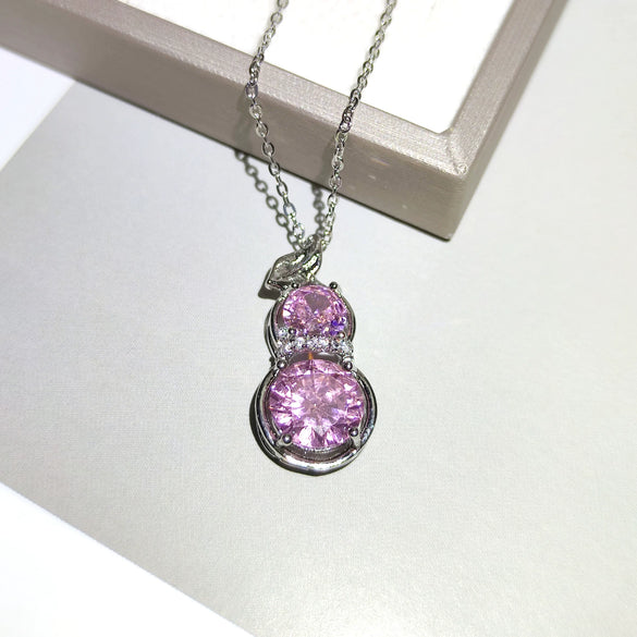 Wholesale Copper Inlaid Zircon Gourd Pendant Necklace Light Luxury Niche Design New Style Cold Style Clavicle Chain For Women