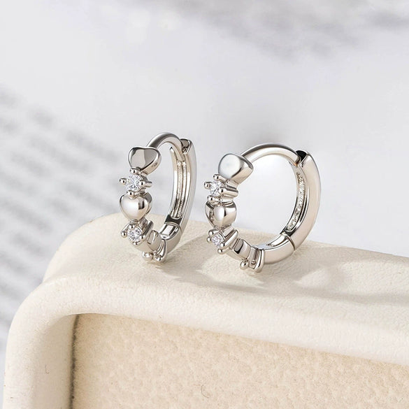 Wholesale Copper Inlaid Zircon Heartshaped Sweet Design Women's Earrings