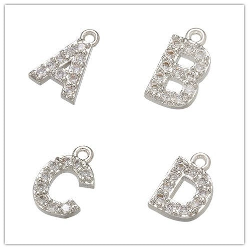 Wholesale Copper Inlaid Zircon Letter Jewelry Accessories English Letter Pendants Earrings Bracelet Necklace With Electroplating
