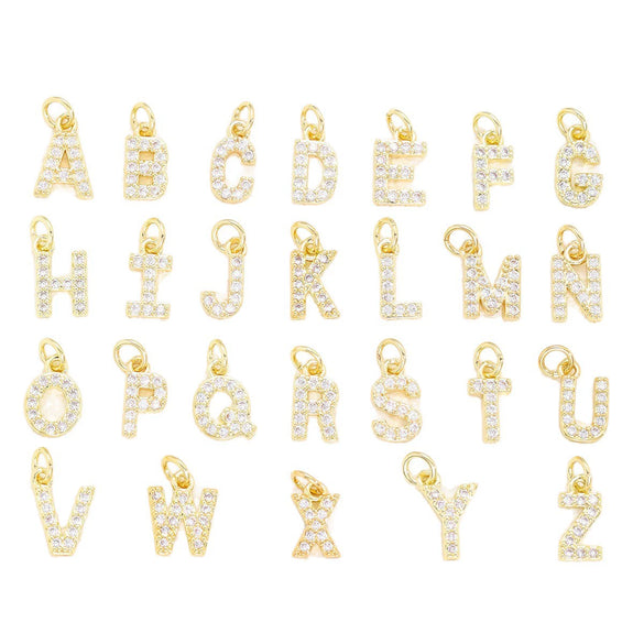 Wholesale Copper Inlaid Zircon Letter Jewelry Accessories English Letter Pendants Earrings Bracelet Necklace With Electroplating