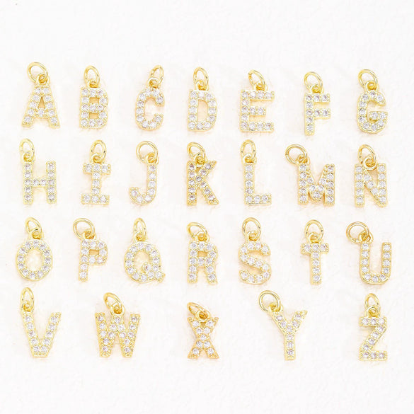 Wholesale Copper Inlaid Zircon Letter Jewelry Accessories English Letter Pendants Earrings Bracelet Necklace With Electroplating