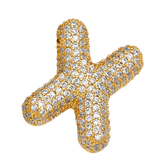 Wholesale Copper Inlaid Zircon Letter Pendant Necklace For Women Hiphop Style