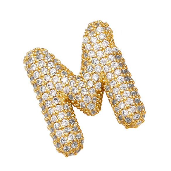 Wholesale Copper Inlaid Zircon Letter Pendant Necklace For Women Hiphop Style