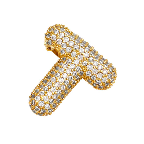 Wholesale Copper Inlaid Zircon Letter Pendant Necklace For Women Hiphop Style