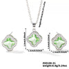 Wholesale Copper Inlaid Zircon Natural Plants And Flowers Style Fourleaf Clover Earrings And Necklace Twopiece Jewelry Set