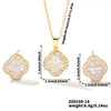 Wholesale Copper Inlaid Zircon Natural Plants And Flowers Style Fourleaf Clover Earrings And Necklace Twopiece Jewelry Set