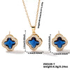 Wholesale Copper Inlaid Zircon Natural Plants And Flowers Style Fourleaf Clover Earrings And Necklace Twopiece Jewelry Set