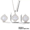 Wholesale Copper Inlaid Zircon Natural Plants And Flowers Style Fourleaf Clover Earrings And Necklace Twopiece Jewelry Set
