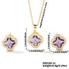 Wholesale Copper Inlaid Zircon Natural Plants And Flowers Style Fourleaf Clover Earrings And Necklace Twopiece Jewelry Set