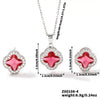 Wholesale Copper Inlaid Zircon Natural Plants And Flowers Style Fourleaf Clover Earrings And Necklace Twopiece Jewelry Set