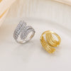 Wholesale Copper Inlaid Zircon Open Ring With Flower Pattern And Plant Style For Men And Women