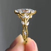 Wholesale Copper Inlaid Zircon Ring For Women Leaf Geometric Design