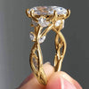 Wholesale Copper Inlaid Zircon Ring For Women Leaf Geometric Design