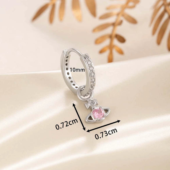 Wholesale Copper Inlaid Zircon Saturn Pendant Women's Earrings Sweet Style