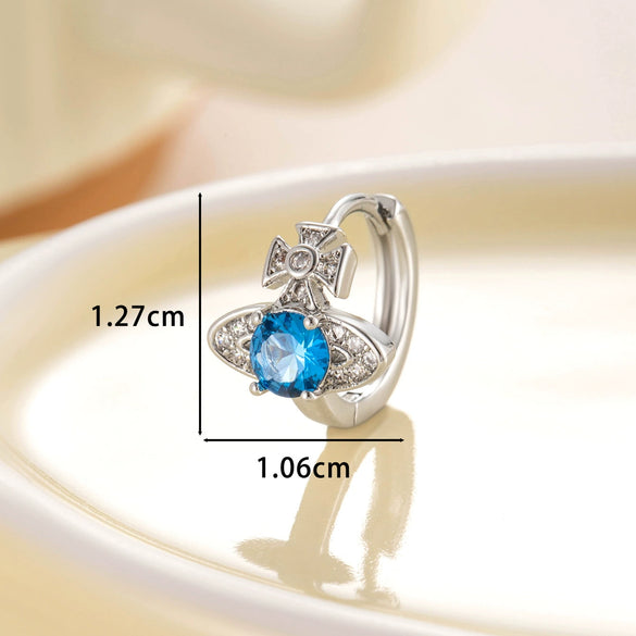 Wholesale Copper Inlaid Zircon Saturn Shape Sweet Style Women's Earrings