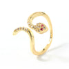 Wholesale Copper Inlaid Zircon Snake Zodiac Open Ring Electroplated Women's Fashion Jewelry