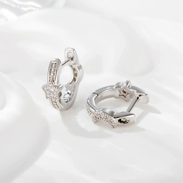 Wholesale Copper Inlaid Zircon Star And Moon Earrings For Women Simple Style