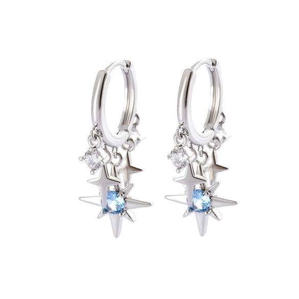 Wholesale Copper Inlaid Zircon Star Sweet Style Women's Pendant Tassel Earrings
