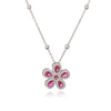 Wholesale Copper Inlaid Zirconia Fivepetal Flower Pendant Necklace Light Luxury Women's O Word Chain